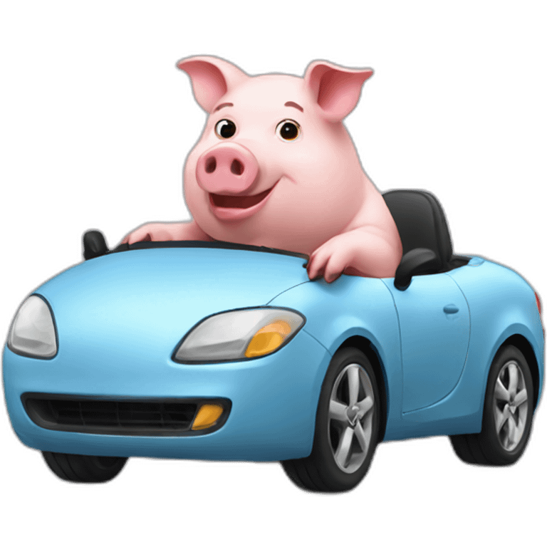 pig driving car emoji