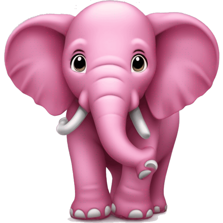 Schattige roze olifant met koptelefoon zittend emoji