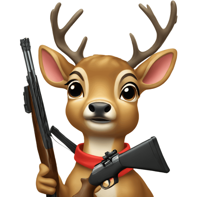 deer with bow holding shotgun emoji