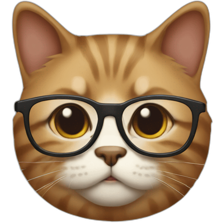 Chubby brown cat with glasses emoji