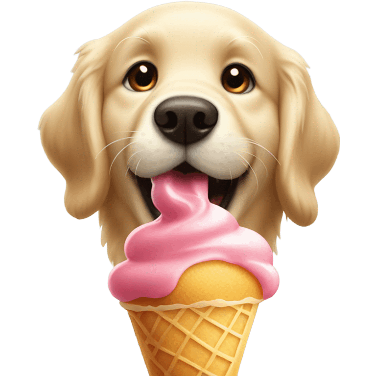 Golden retriever comiendo helado  emoji