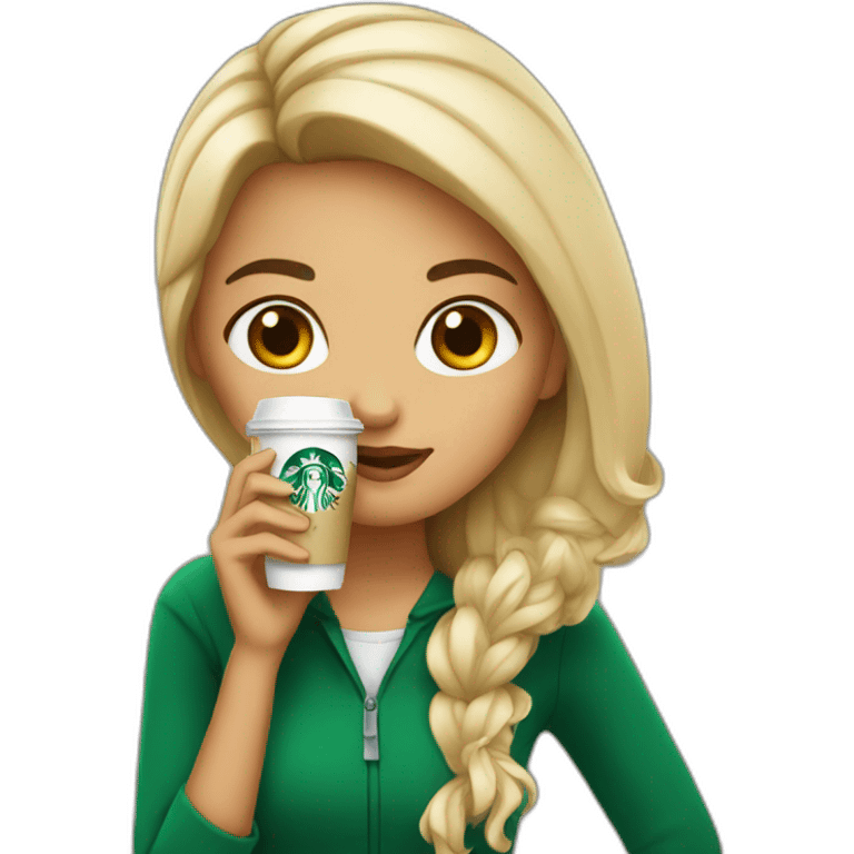 Girl drinking starbucks emoji