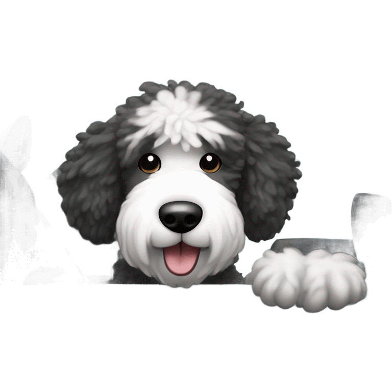 Sheepadoodle in a Mazda  emoji