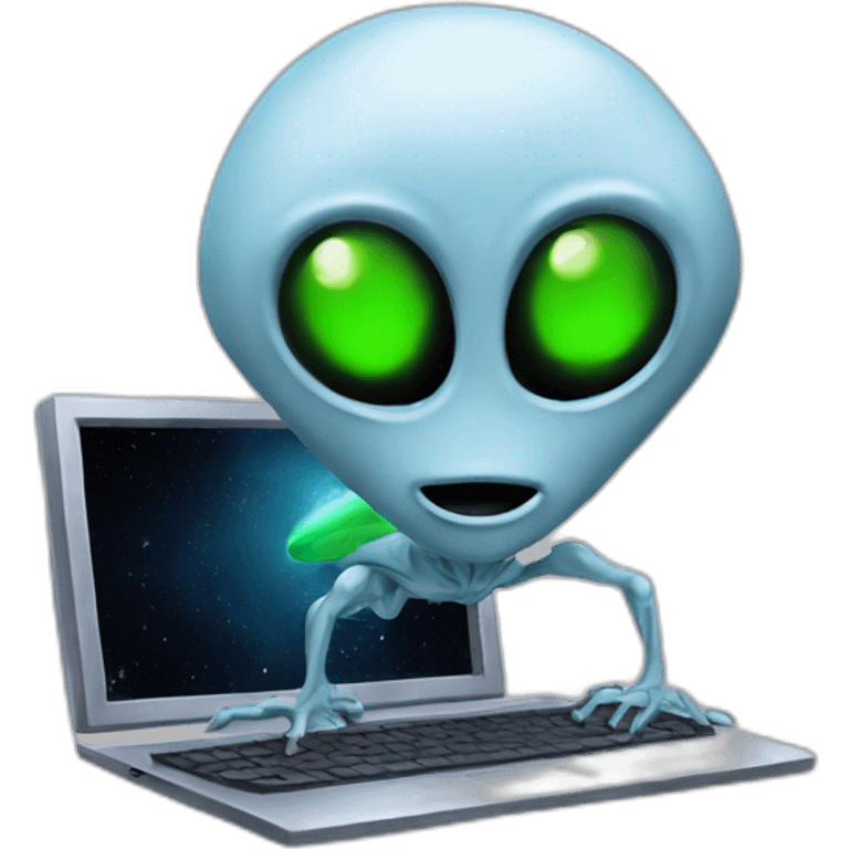 Alien using a computer emoji