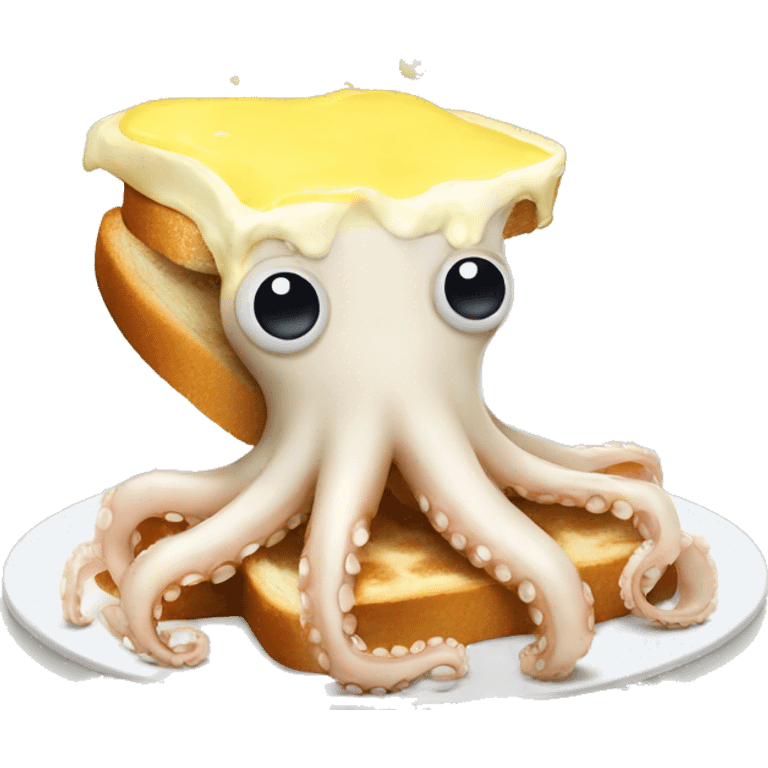 octopus spreading butter on a toast emoji