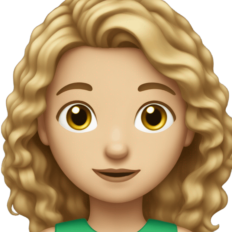 pretty girl light brown wavy hair green eyes with book in hand emoji