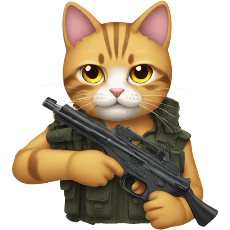 Cat with gun anime emoji