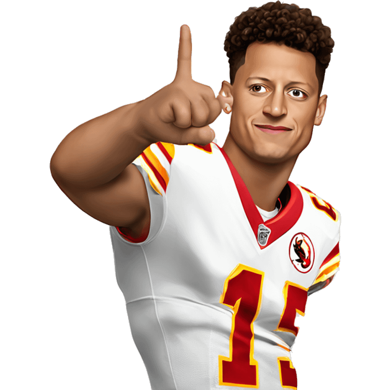 Patrick Mahomes doing a guns up hand symbol emoji