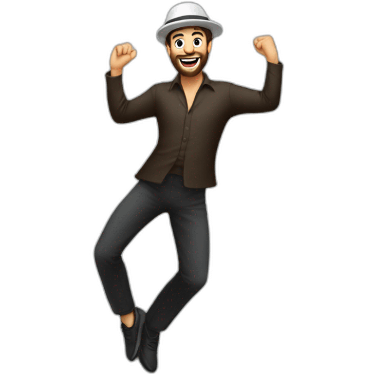 Jewish man disco dancing wearing yarmulka emoji