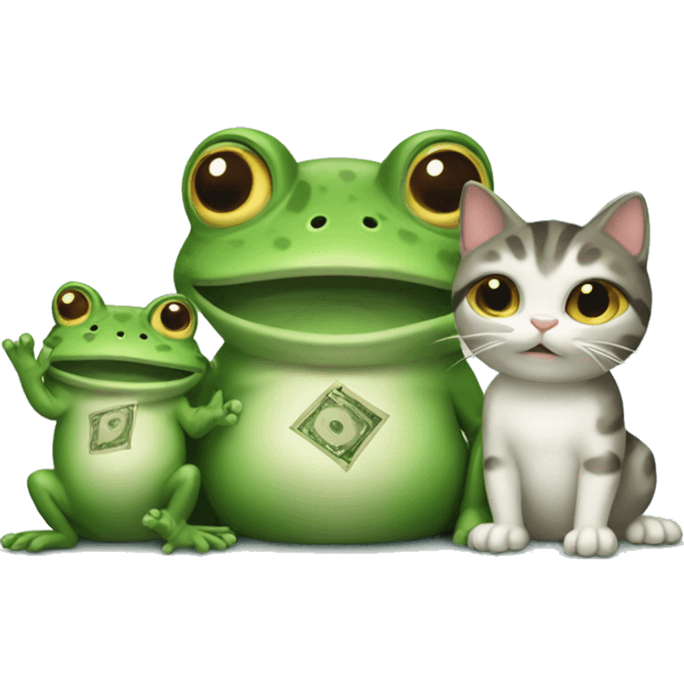 money frog and two cats emoji