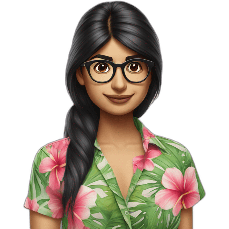 mia khalifa wearing a hawaii shirt hyperrealistic emoji