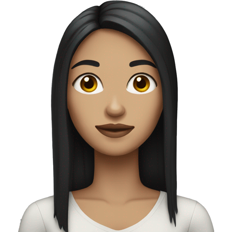 Woman with long black hair and light skin emoji