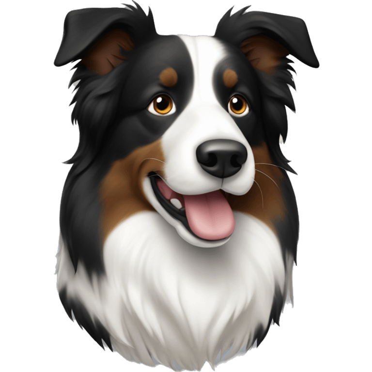 A Berger de Savoie border collie, black, white and brown with half of the face white emoji