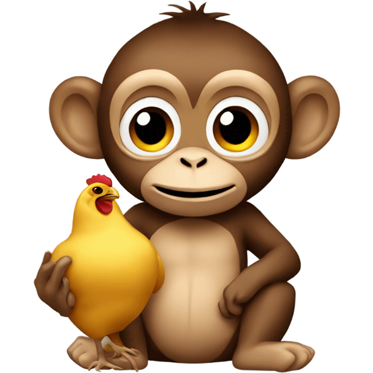 Monkey holding chicken emoji