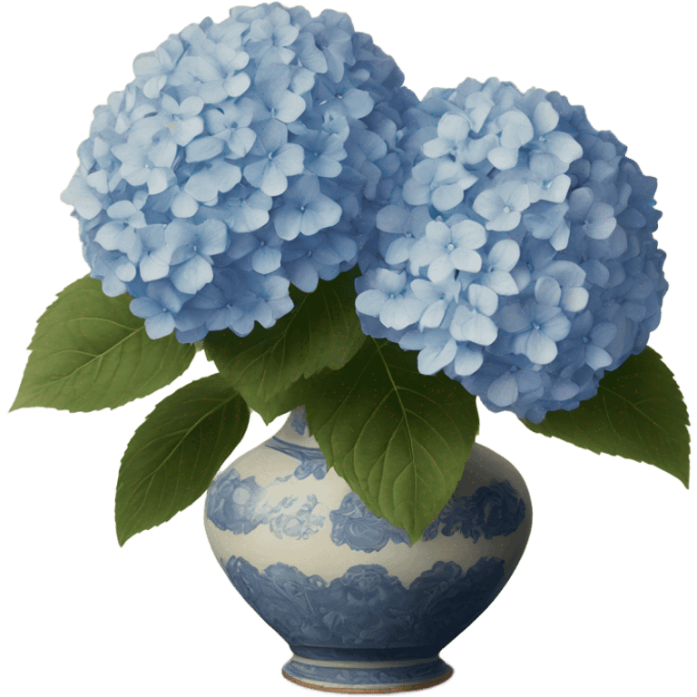 Hydrangeas in vintage vase emoji