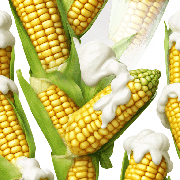 Corn with white cream spurting out top emoji