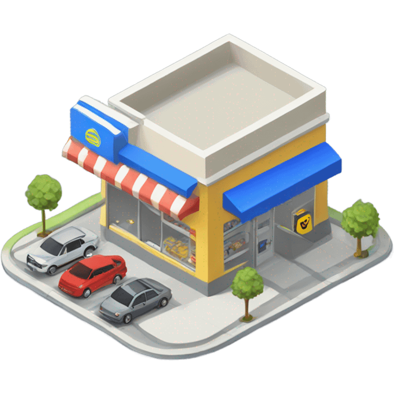 isometric shop and carparking emoji