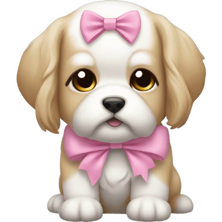 Shizu puppy pink bow emoji