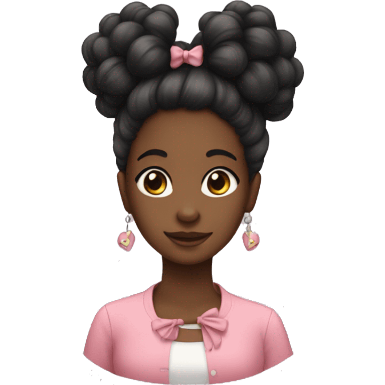 Black girl with poofs with bows in her hair emoji