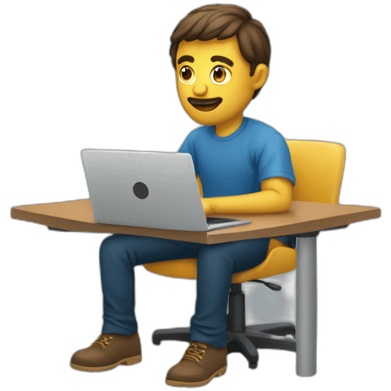 coding professional sitting on his desk looking at his laptop emoji