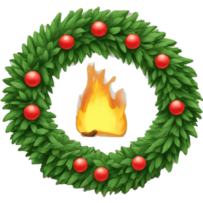 Christmas wreath over fireplace  emoji