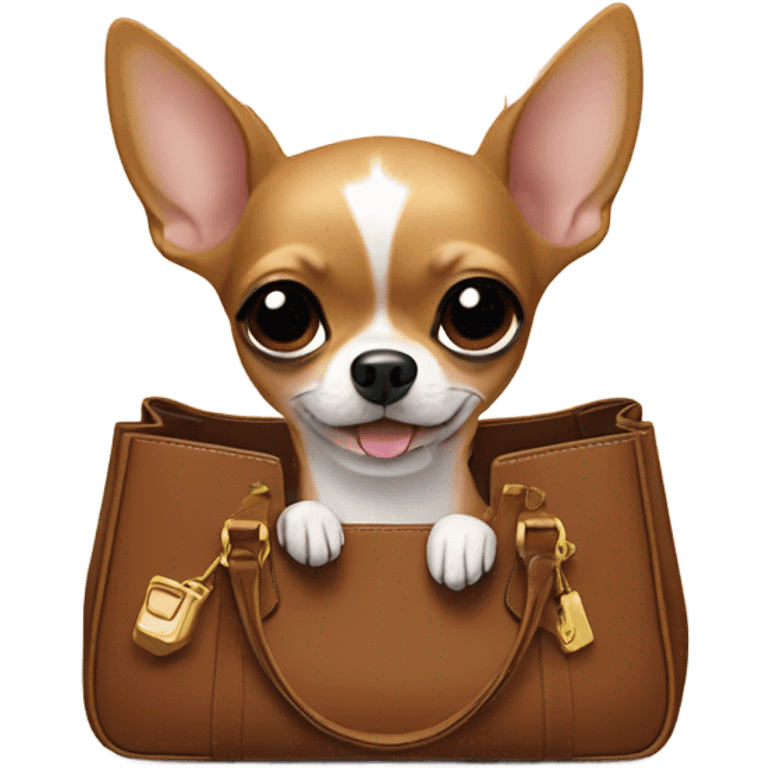 Chiahuahua in brown birkin bag emoji