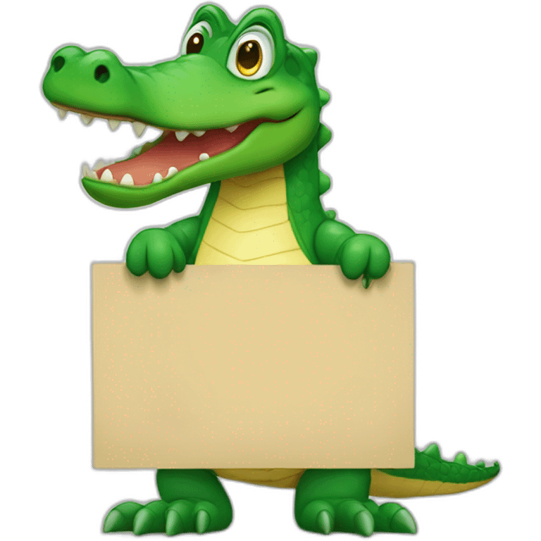 Cute aligator Holding a Sign emoji