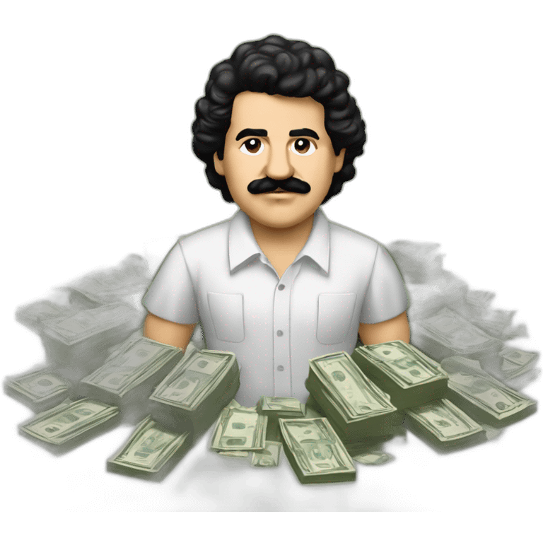 Pablo escobar with money and Columbia flag emoji