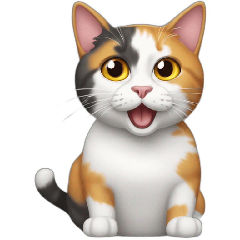 tri-colour cat shock surprise t emoji