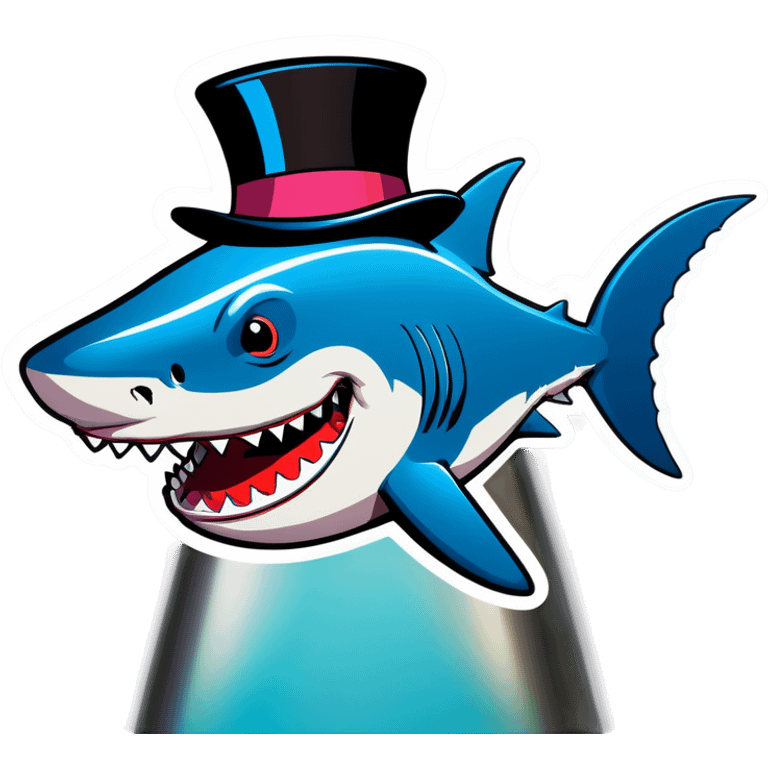 Shark with a top hat emoji