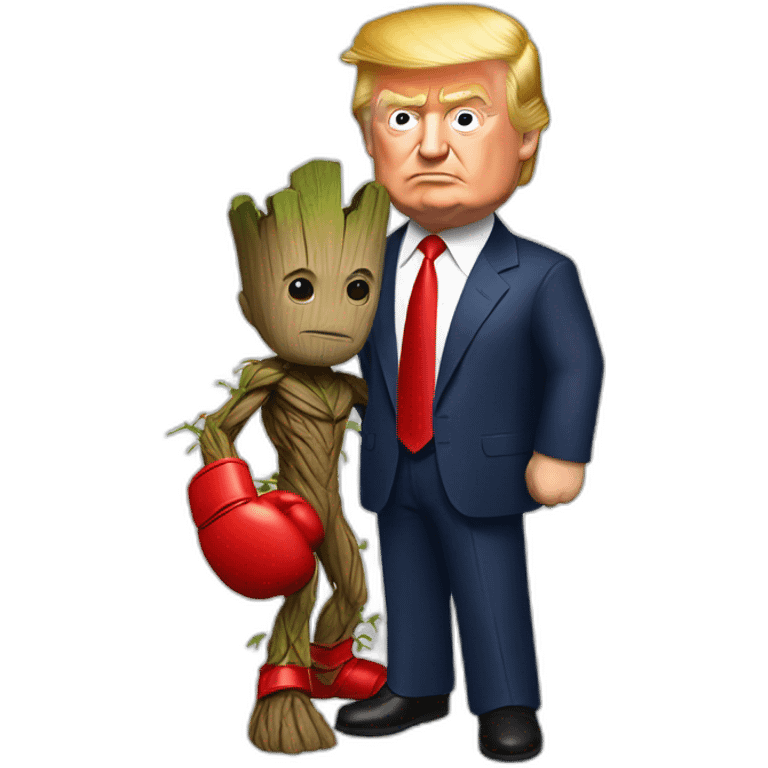 Trump boxing with groot emoji