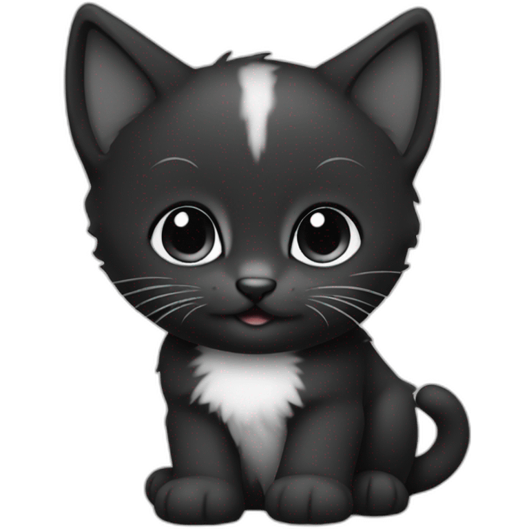 Kitten black and white emoji