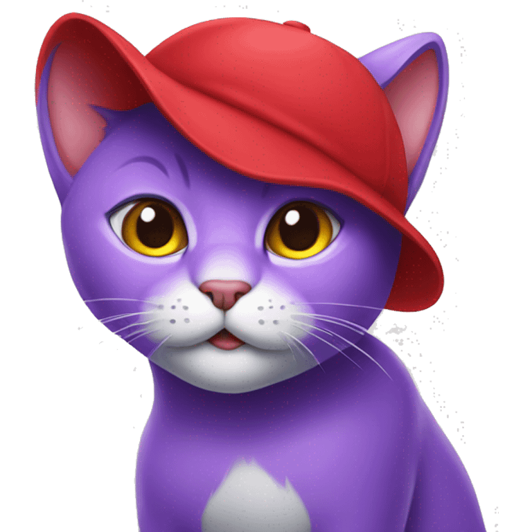 purple cat in red cap pointing  emoji