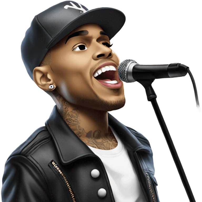 Hyper Realistic Chris Brown on stage singing  emoji