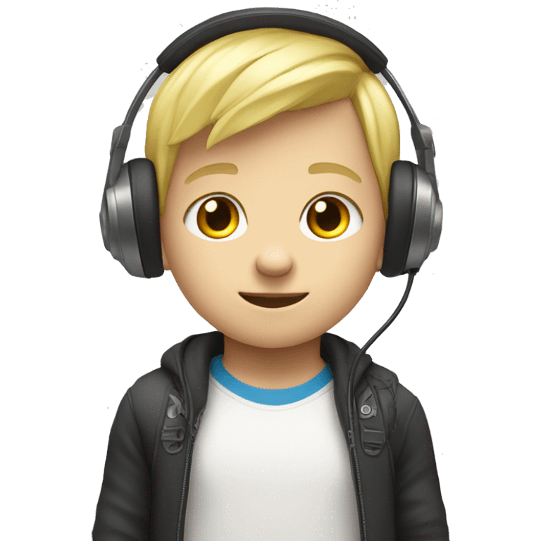 Little blonde boy with a gamer headset on emoji