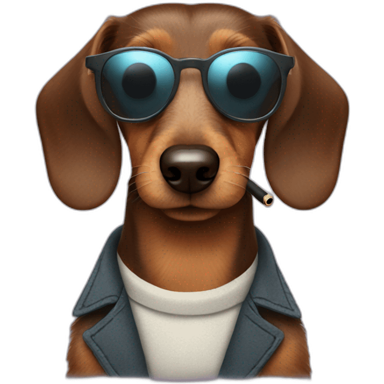 wire-haired dachshund with sunglasses and a pipe emoji