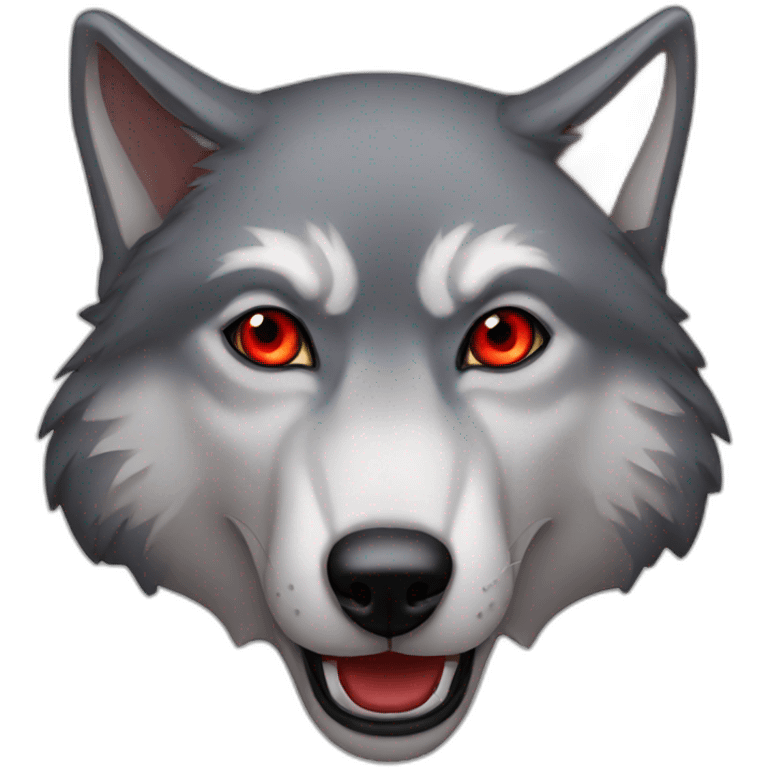 Grey wolf red eyes  emoji