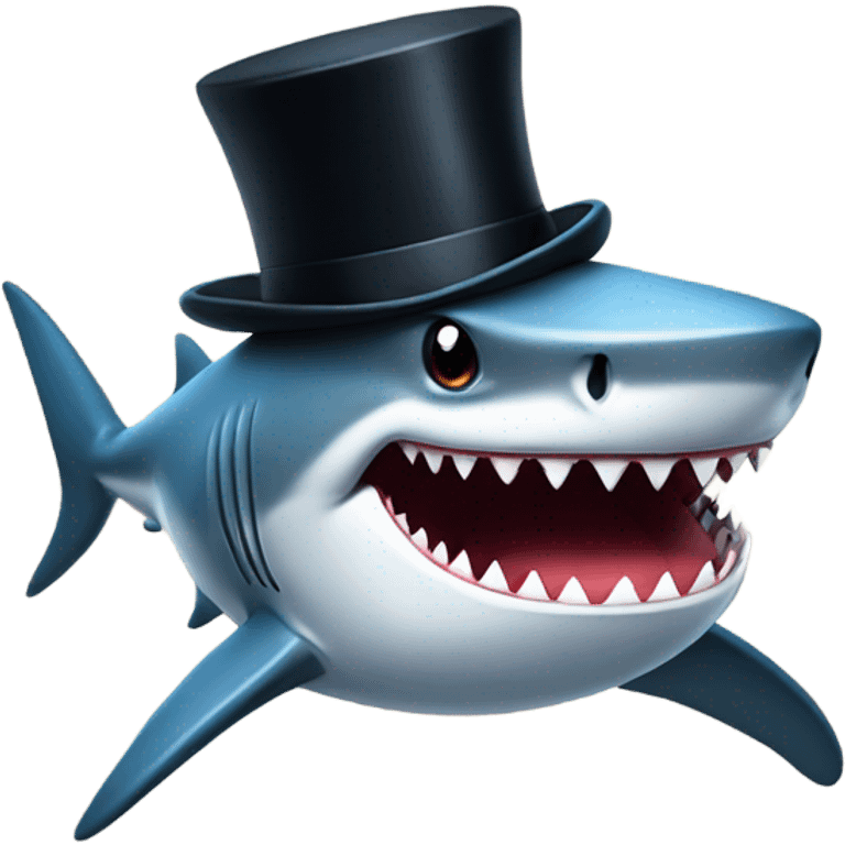 Shark with a top hat emoji