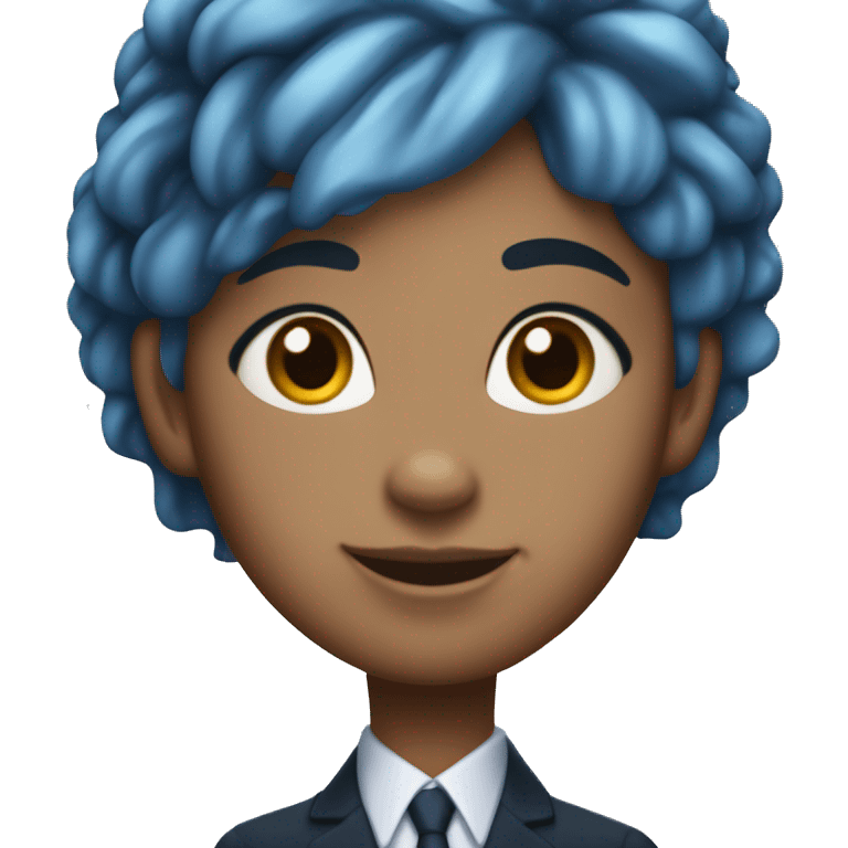 generate a blue hair lesbian that works at mcdonalds and runs it like the navy dressed up in a snazzy suit she is slightly overweight emoji