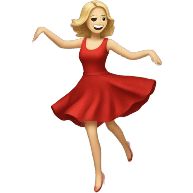 white woman red dress dancing emoji