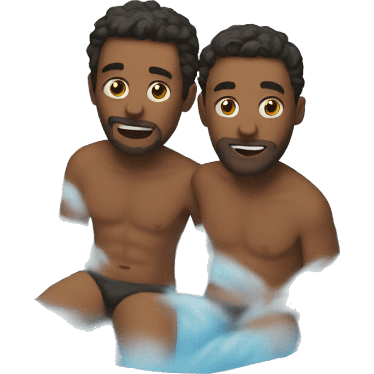 Two dudes chilling in a hottub emoji