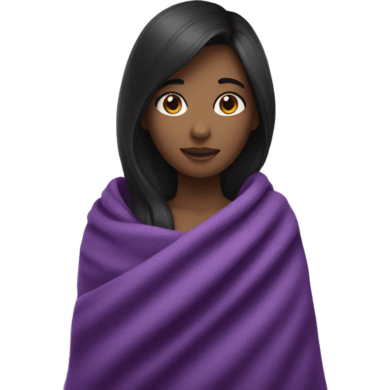 dark haired girl with purple blanket around her shoulders  emoji