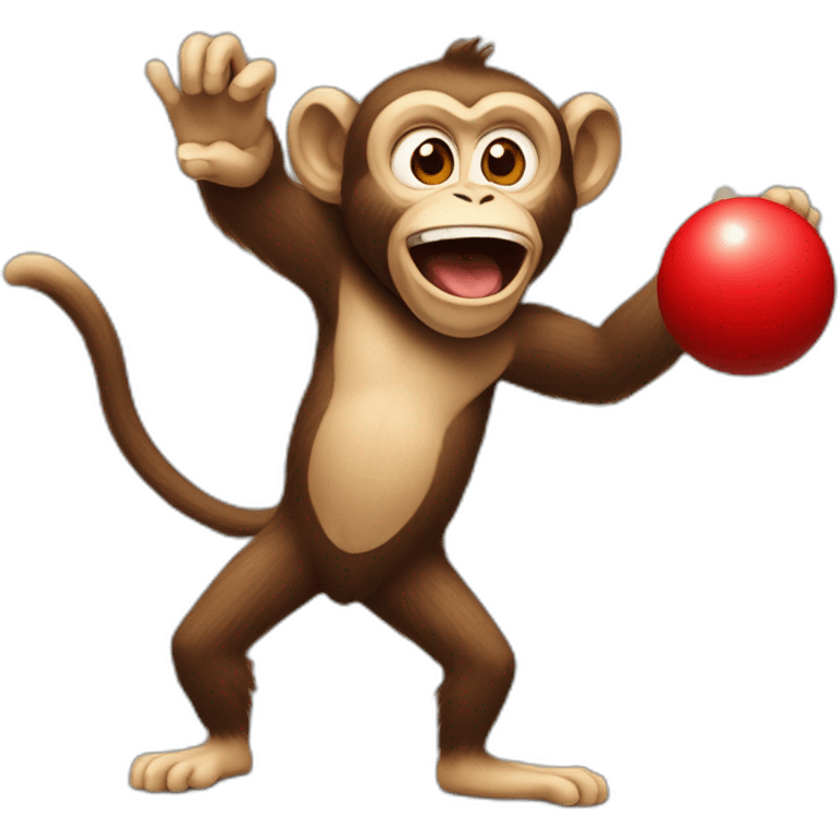 A monkey throws darts at a red ball emoji