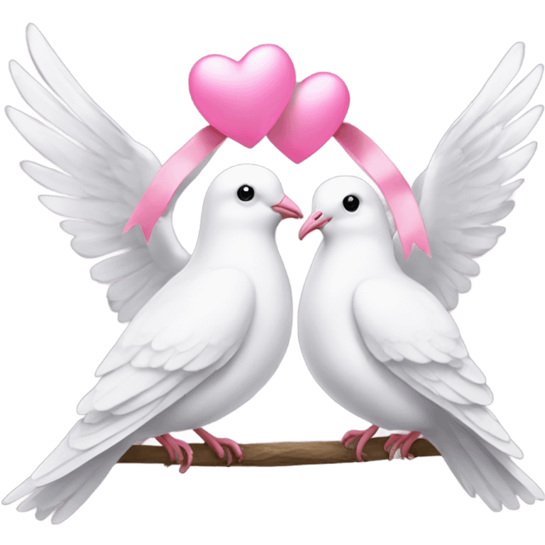 White love birds doves pink bows emoji