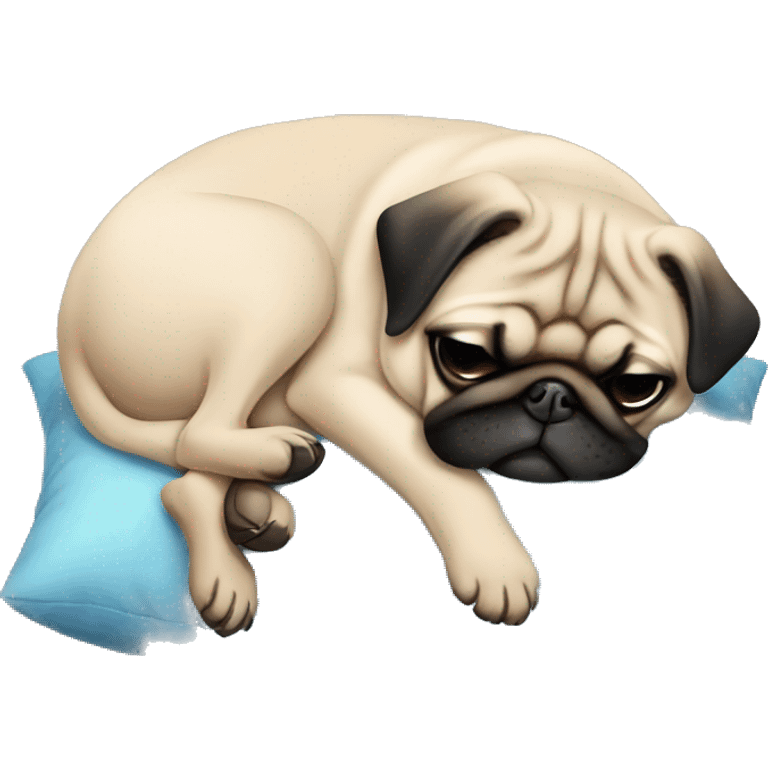 a pug dog sleeping on pillow emoji