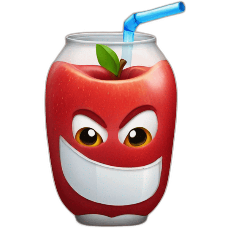 Red apple drinking a soda emoji