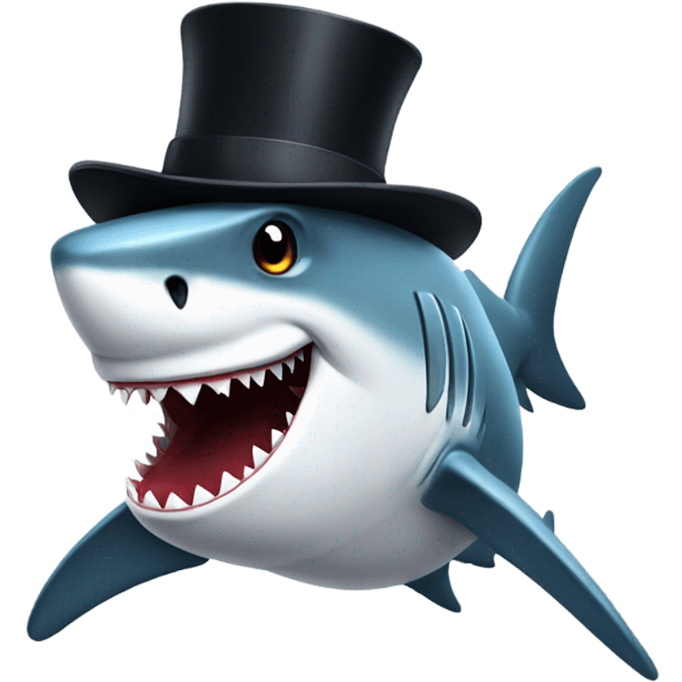 Shark with a top hat emoji