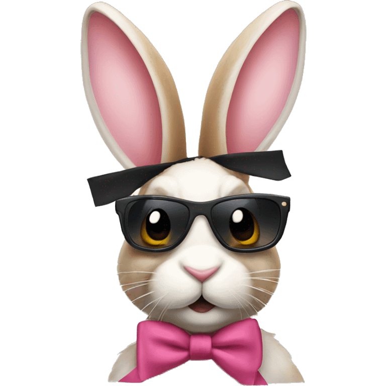 Bunny with sunglasses and ribbon on the ear  emoji