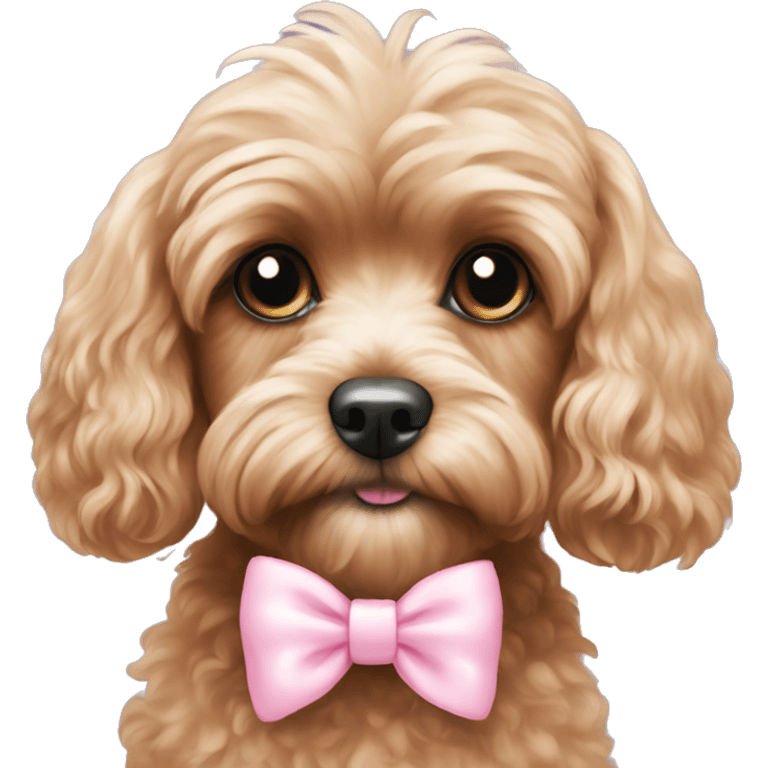 Cavoodle with pastel pink bow emoji