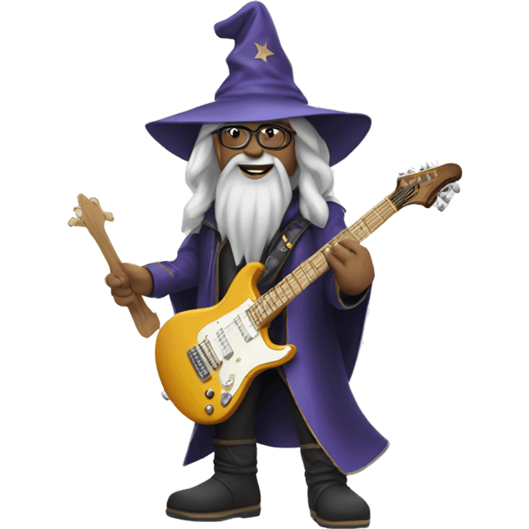 Wizard rocking an electric guitar emoji